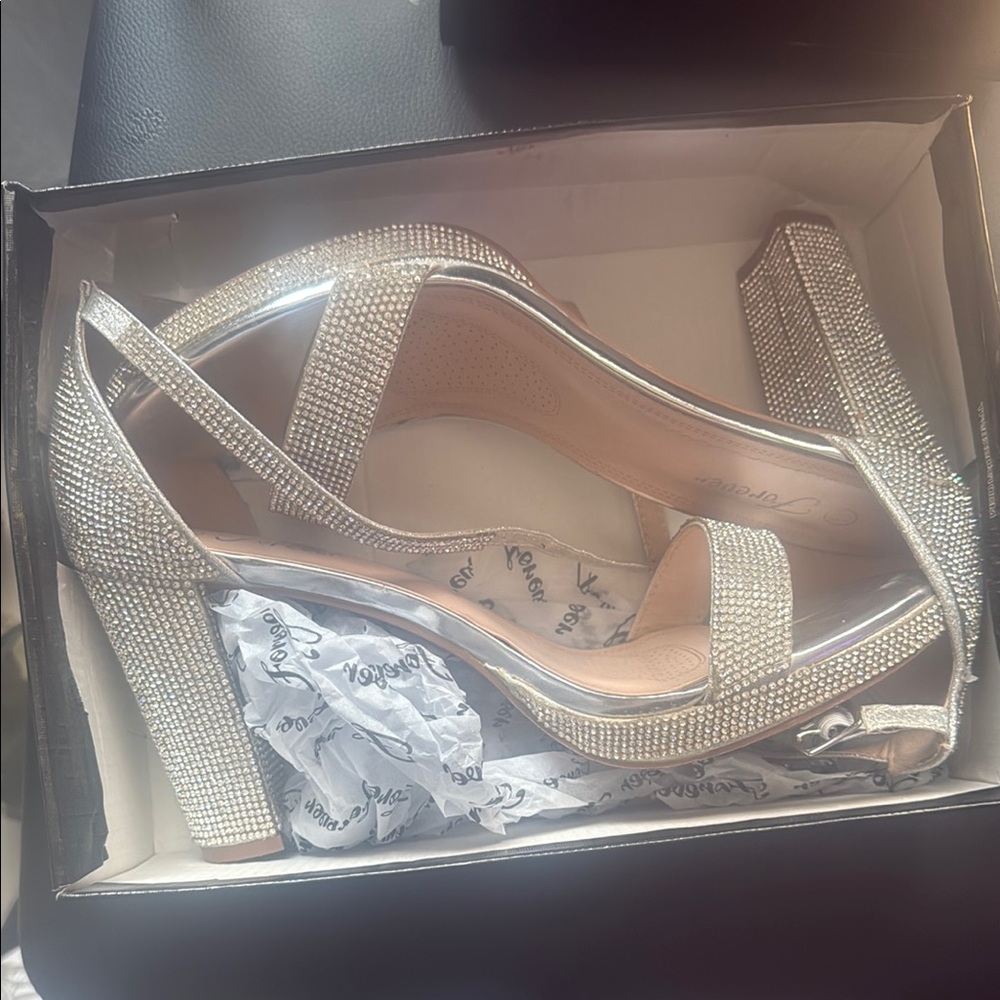 Elegant Silver Strappy Heels